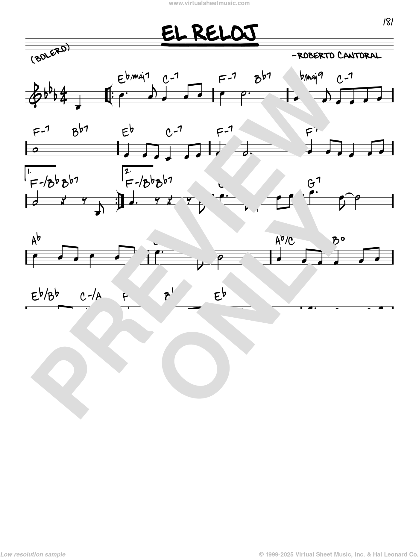 Piano Bolero De Roberto Cantoral La El Reloj Sheet Music (real