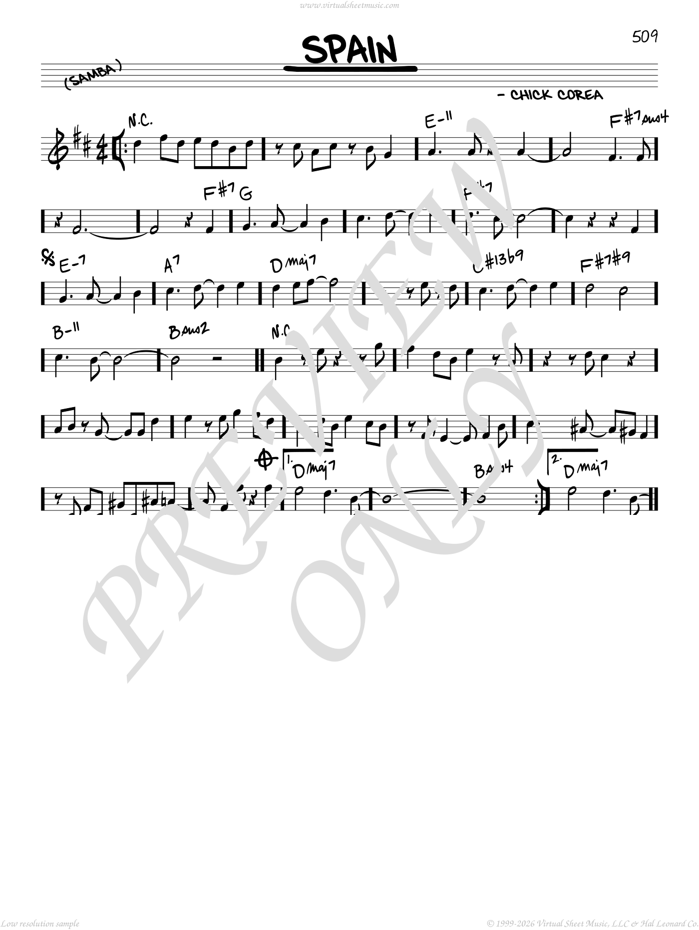 Spain sheet music for voice and other instruments (real book)