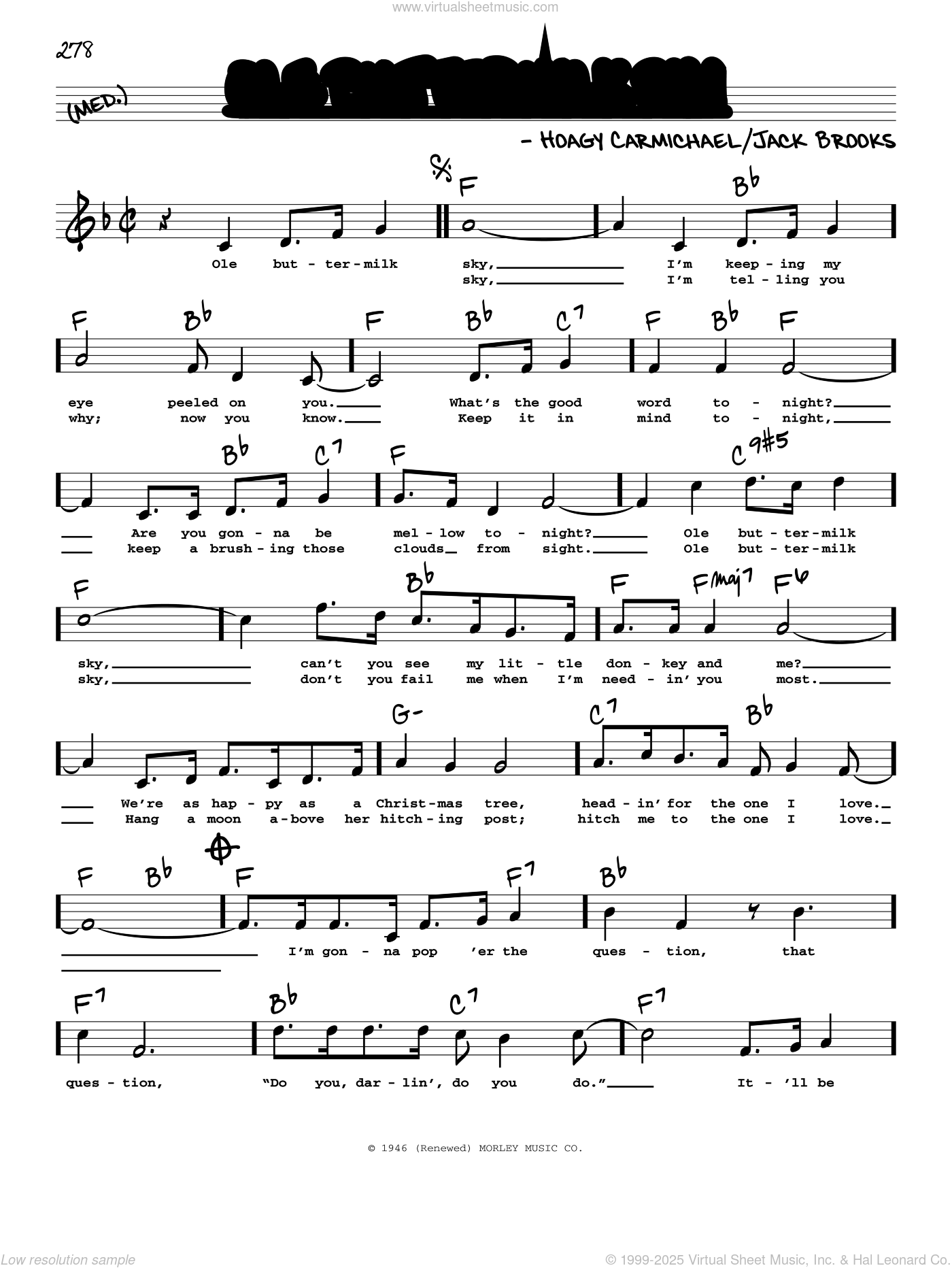 Ole Buttermilk Sky (High Voice) (from Canyon Passage) sheet music (real ...