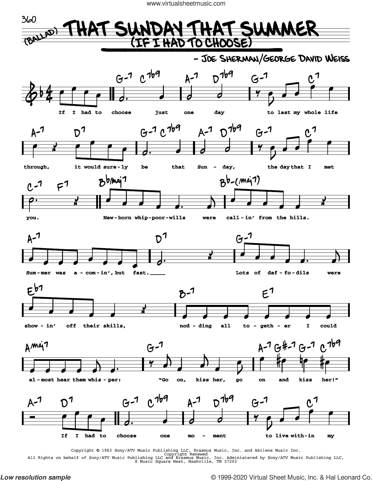 That Sunday That Summer (If I Had To Choose) (High Voice) sheet music ...