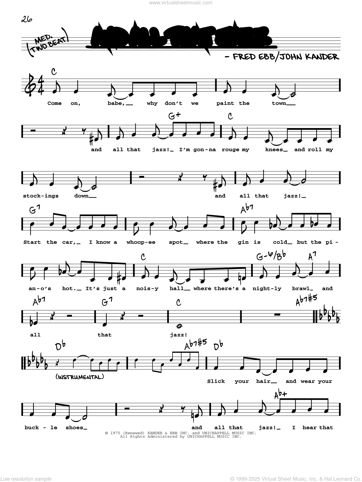 And All That Jazz (from Chicago) (High Voice) sheet music