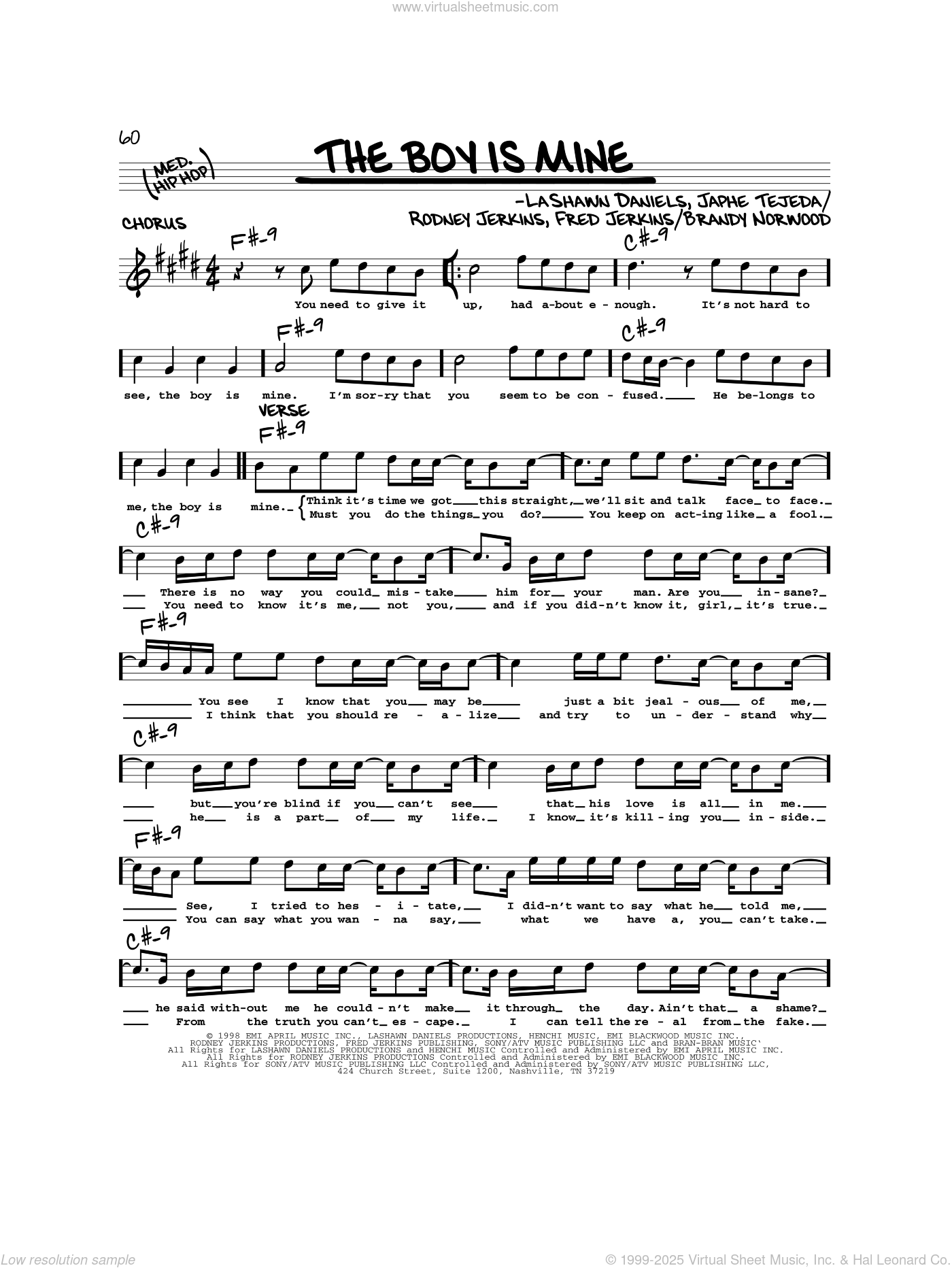 The Boy Is Mine sheet music (real book - melody and chords) (real