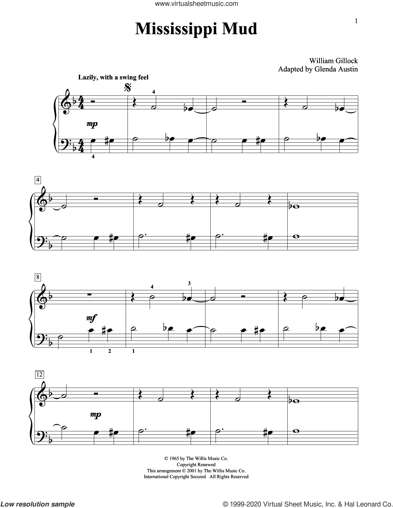 Mississippi Mud (Simplified) (adapted by Glenda Austin) sheet music for