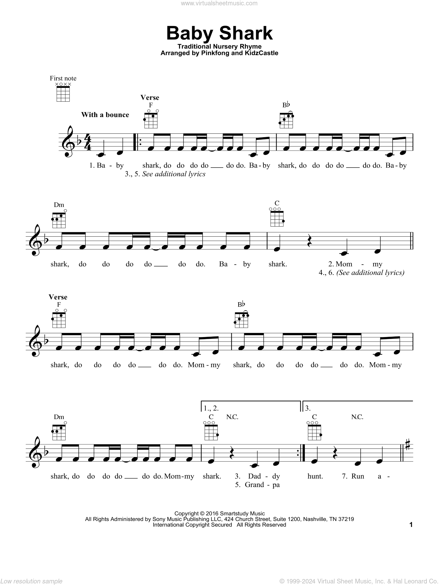 Baby Shark Sheet Music Pdf Free Download