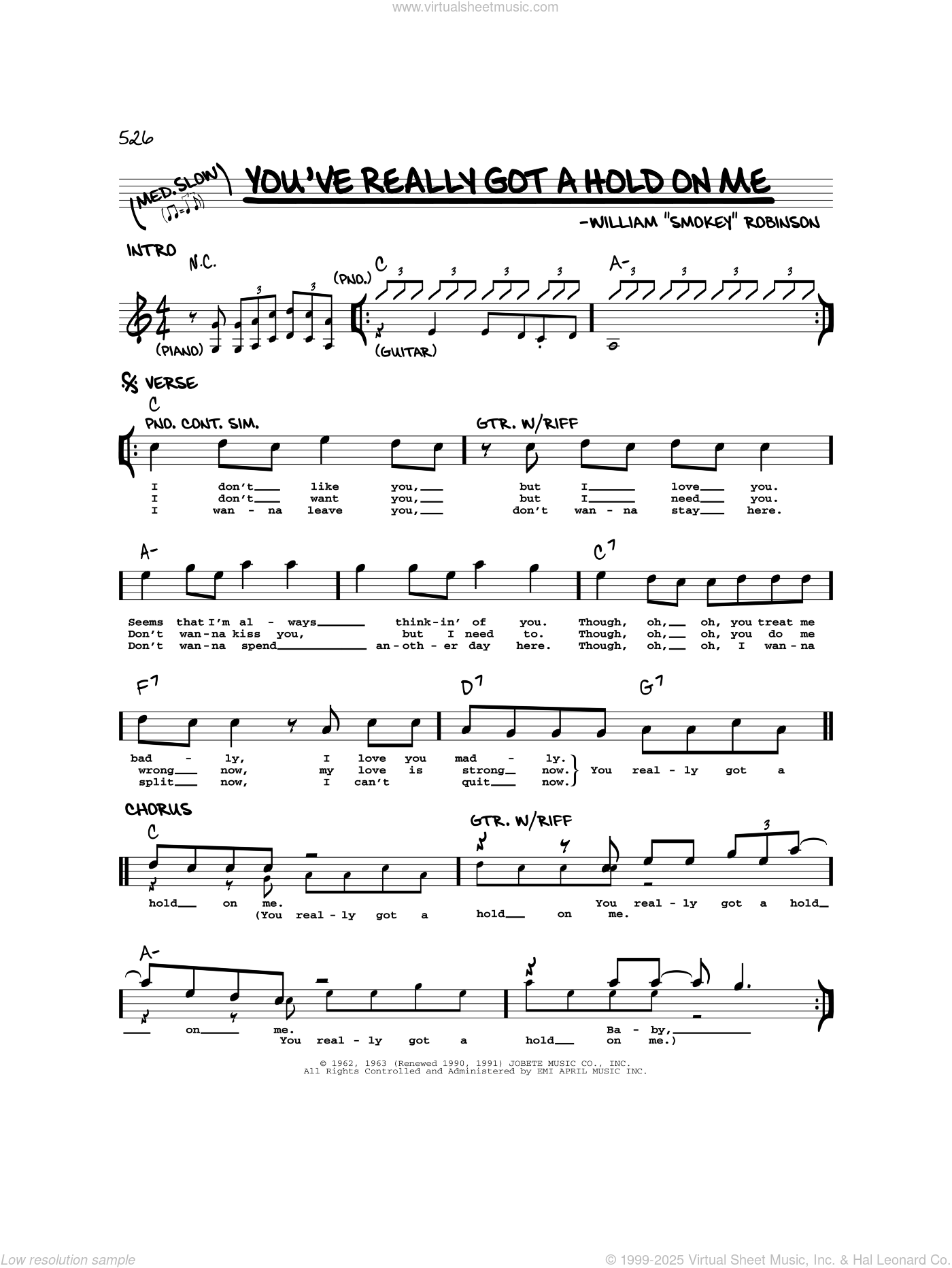 You've Really Got A Hold On Me Sheet Music (real Book - Melody And ...