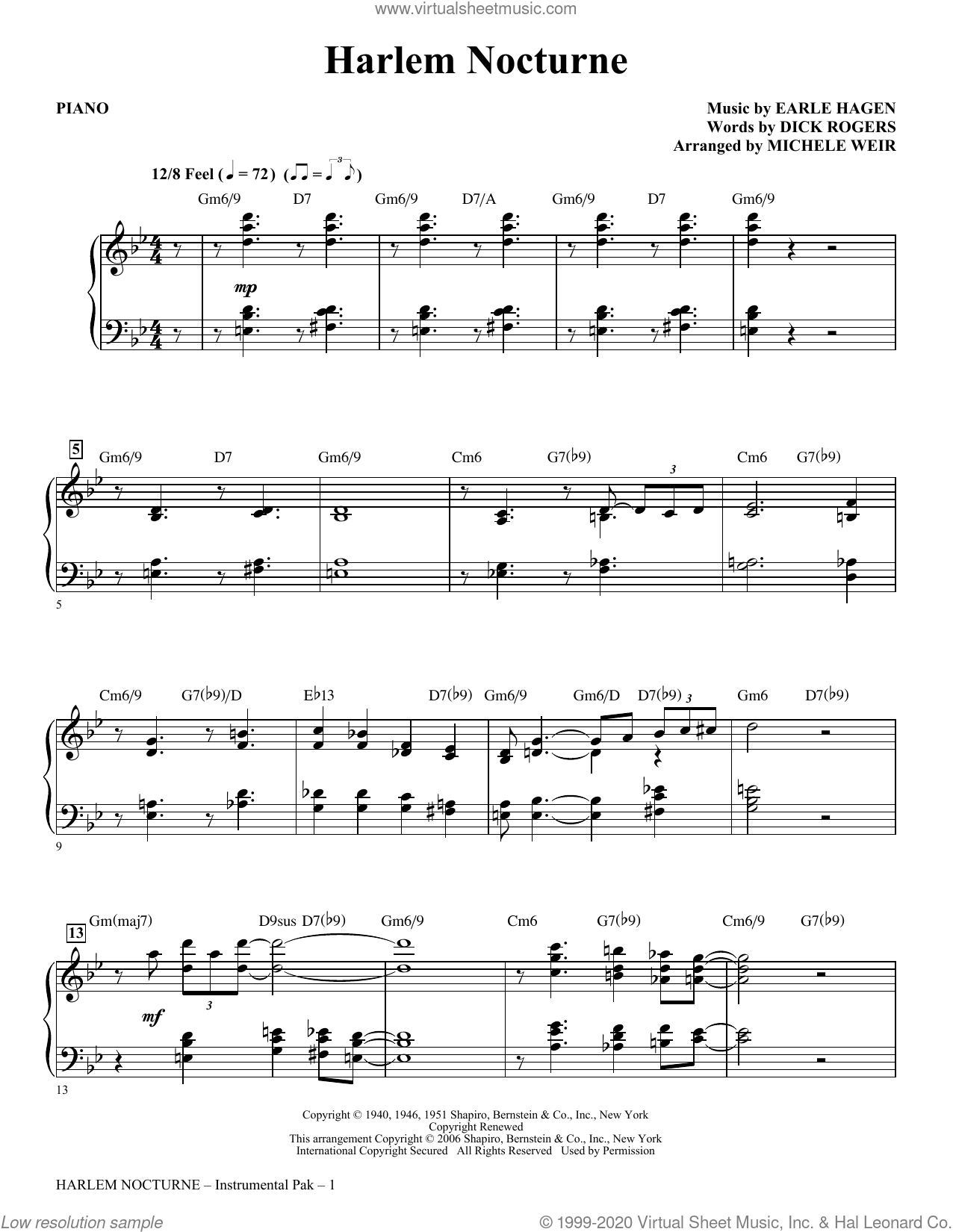 Harlem Nocturne (arr. Michele Weir) (complete set of parts) sheet music ...