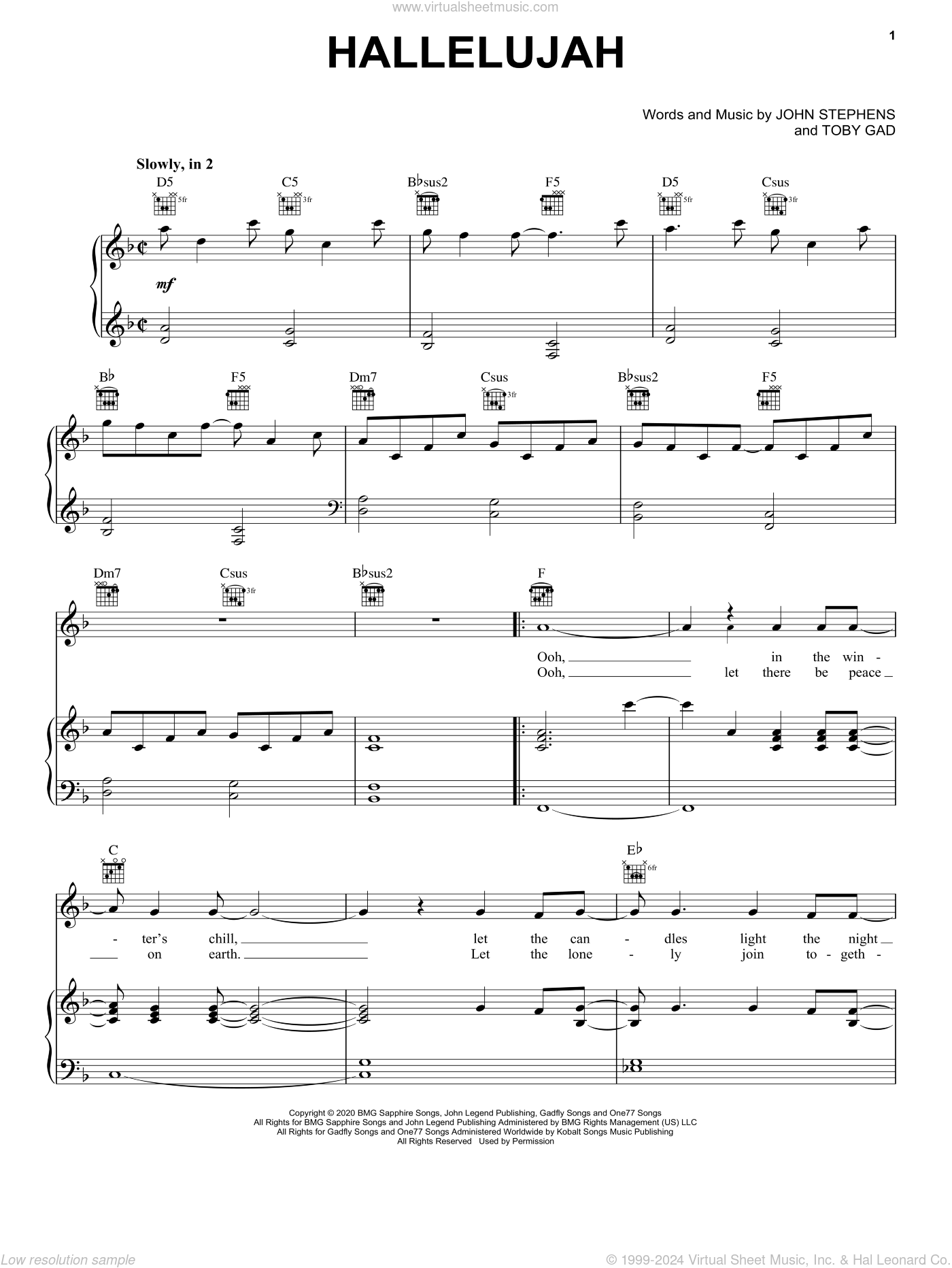 Carrie Underwood & John Legend: Hallelujah sheet music for voice, piano ...