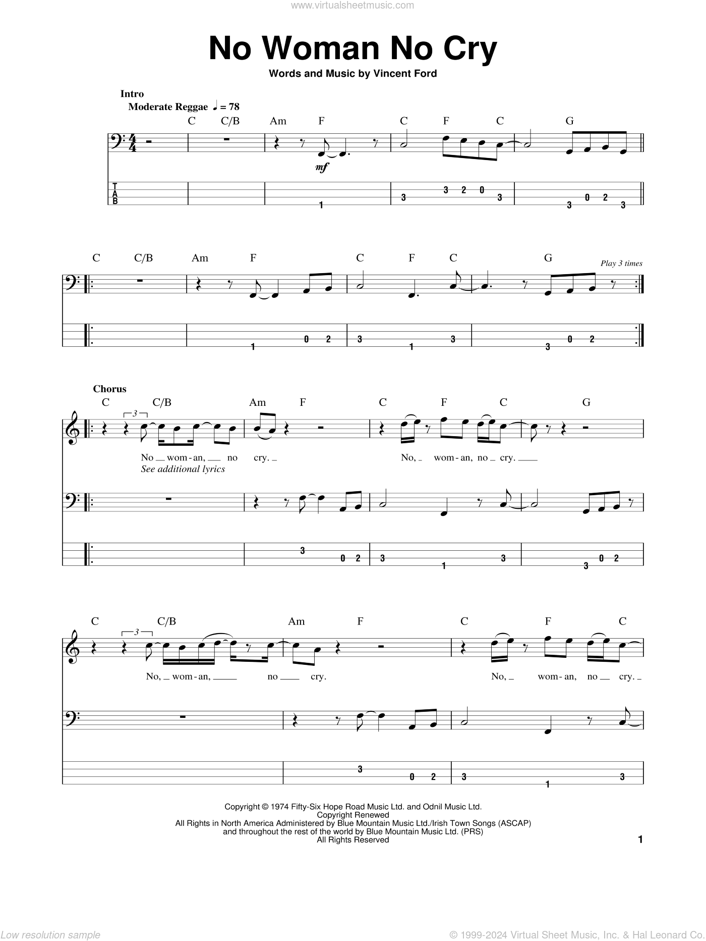 No Woman, No Cry Tab by Bob Marley (Guitar Pro) - Guitar & Vocals