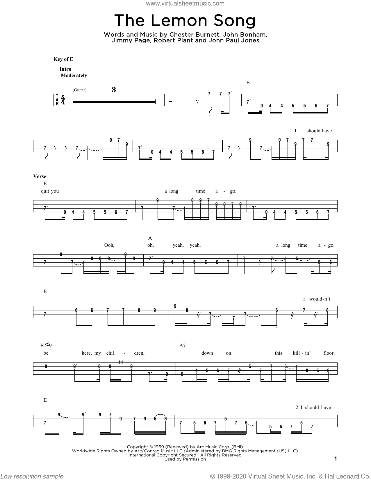 Chester Burnett: The Lemon Song sheet music for bass solo (PDF)