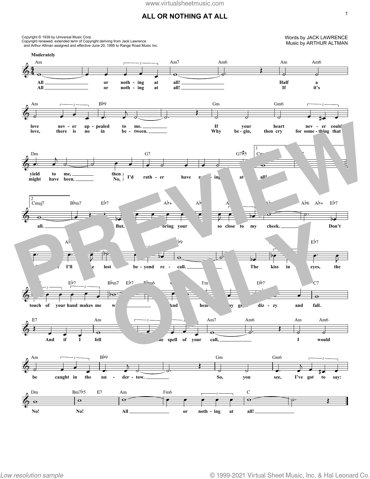 All Or Nothing Chart.pdf All Or Nothing At All sheet music (fake book) (PDF-interactive)