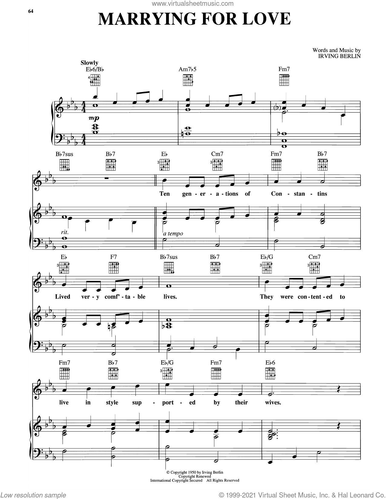 Marrying For Love (from Call Me Madam) sheet music for voice, piano or ...