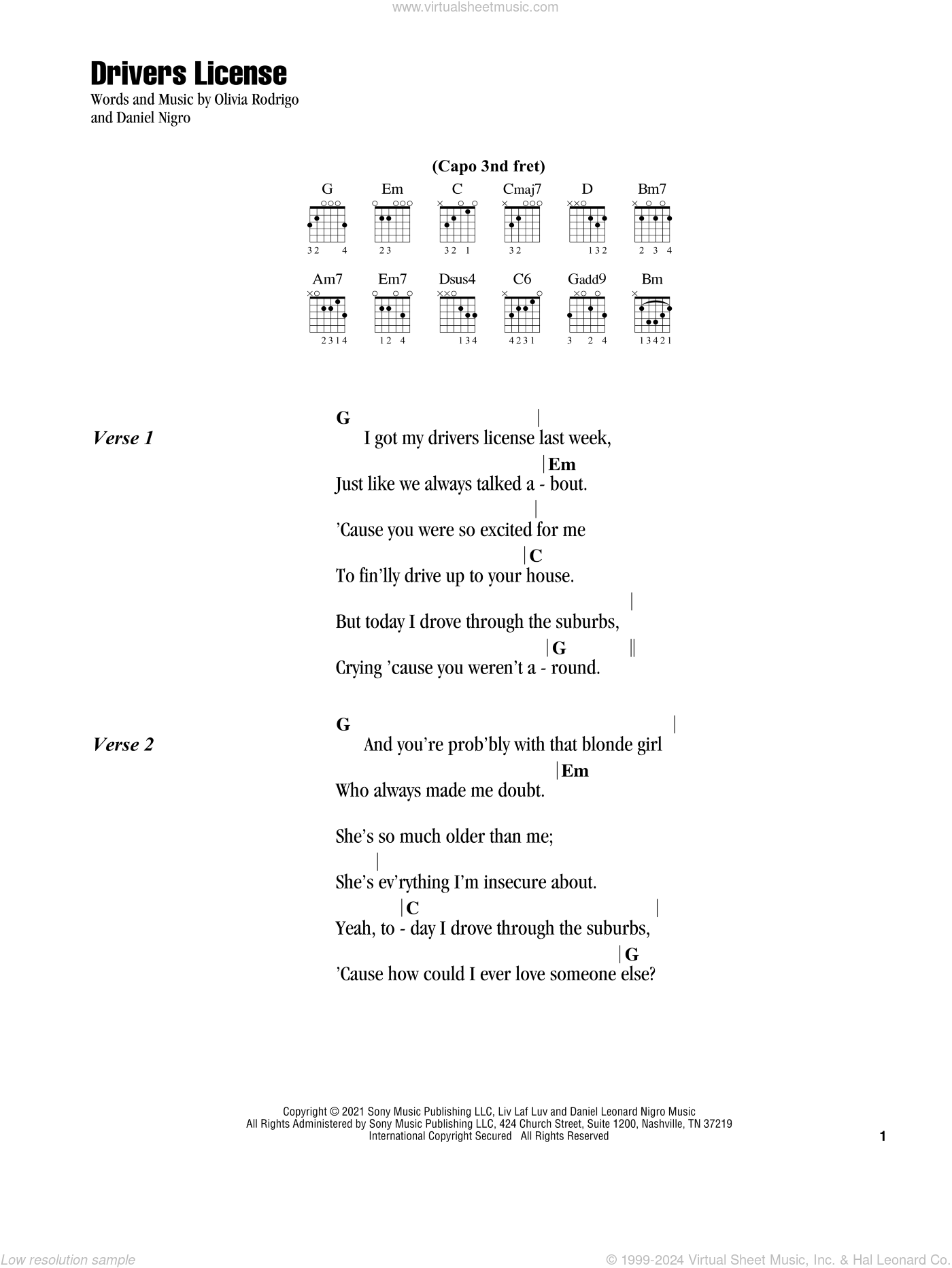 Traitor - Olivia Rodrigo - Guitar chords and tabs