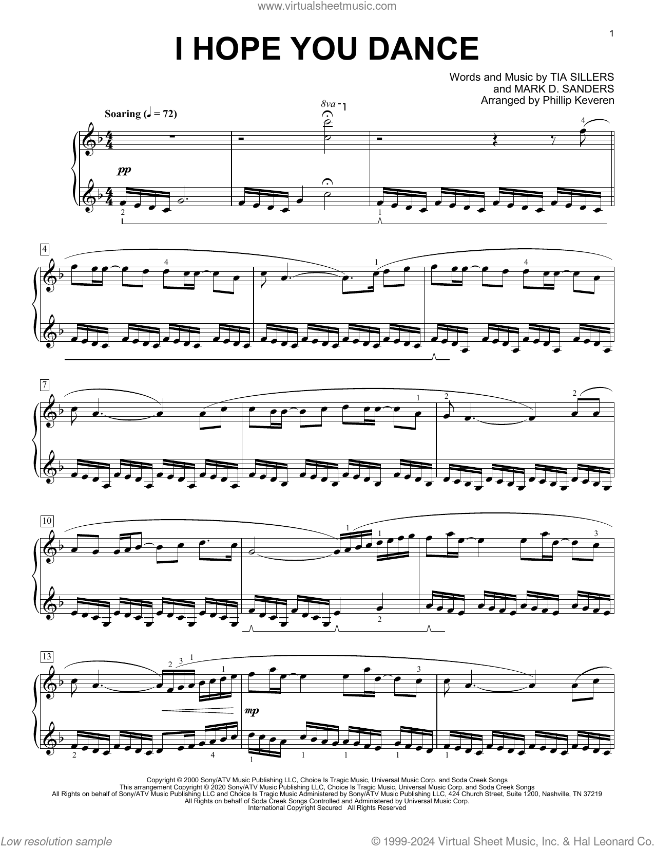 I Hope You Dance [Classical version] (arr. Phillip Keveren) sheet music ...