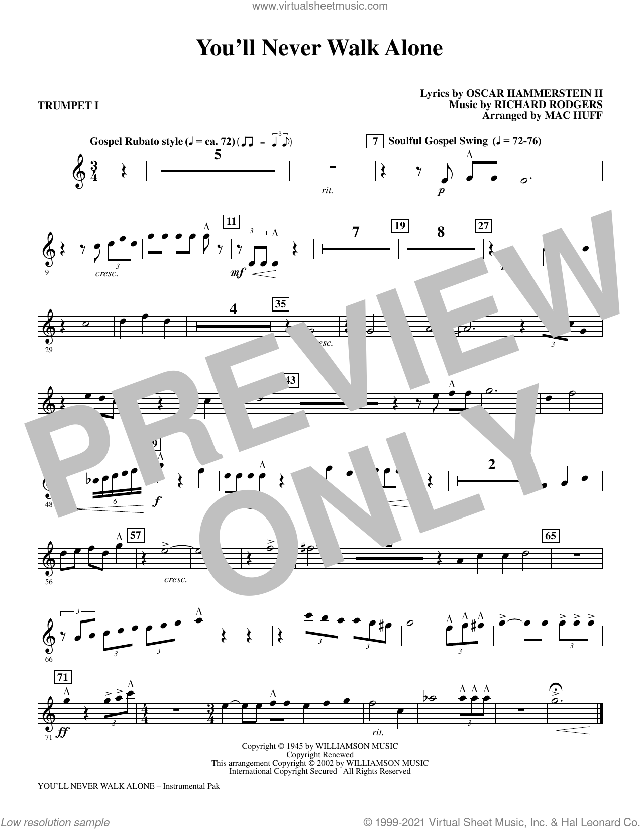 You'll Never Walk Alone (from Carousel) (arr. Mac Huff) (complete set ...