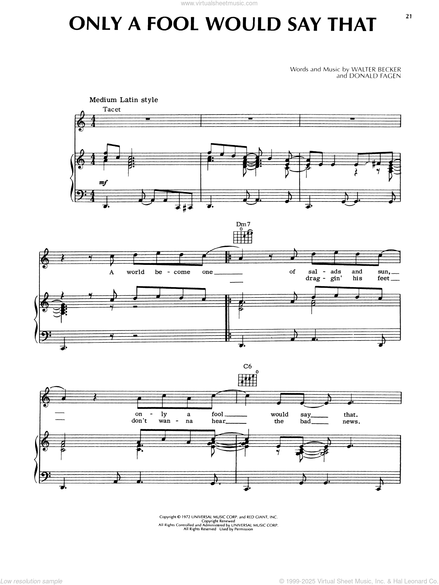 Only A Fool Would Say That sheet music for voice, piano or guitar
