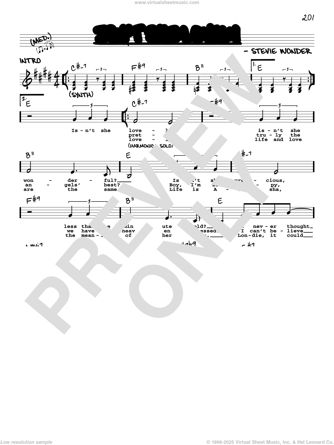 Free Isn't She Lovely by Stevie Wonder sheet music