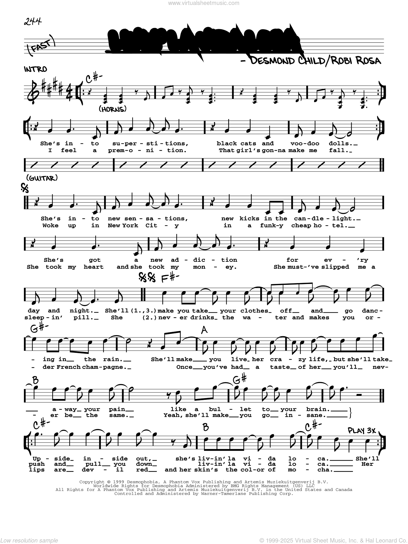 Livin' La Vida Loca sheet music (real book with lyrics) (PDF)