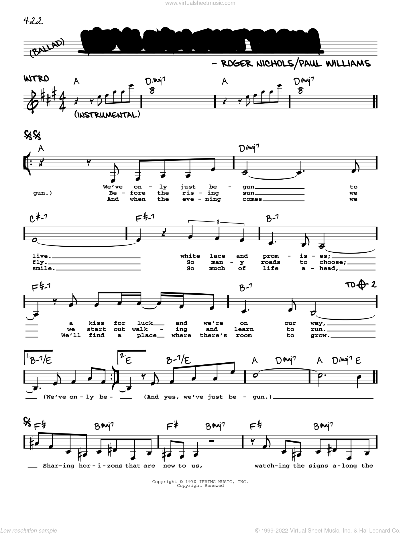 We've Only Just Begun sheet music (real book with lyrics) (PDF)