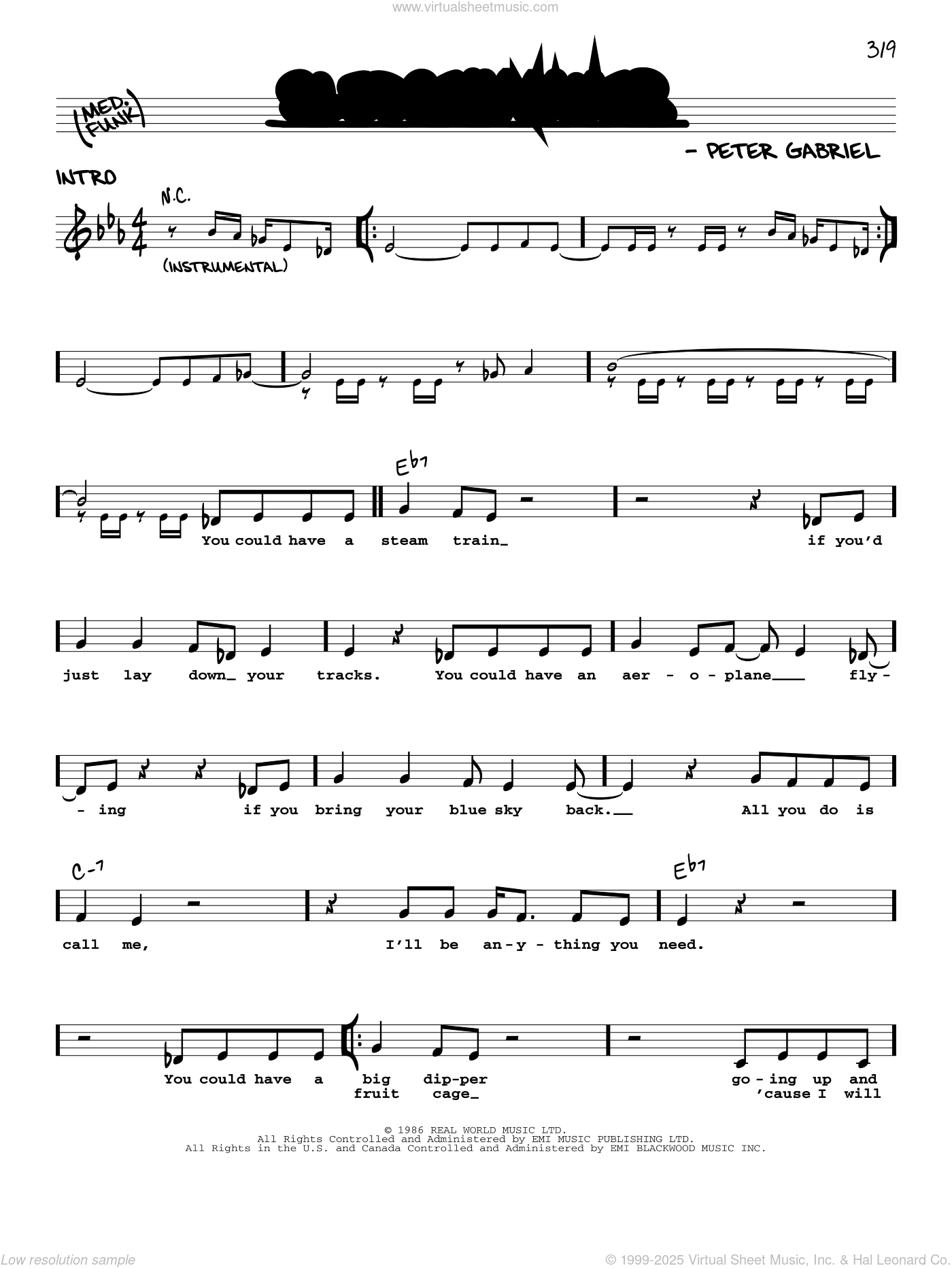 Sledgehammer sheet music (real book with lyrics) (PDF)