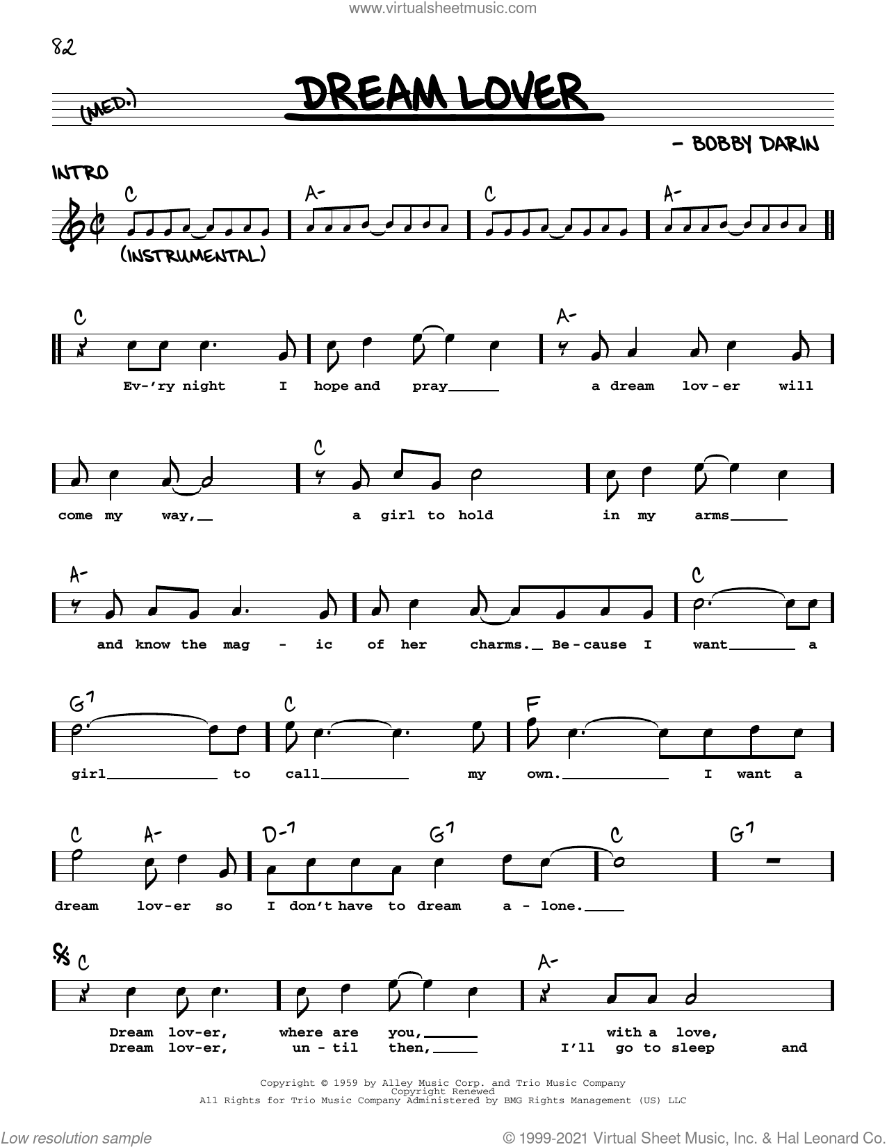 Dream Lover Sheet Music (real Book With Lyrics) (PDF)