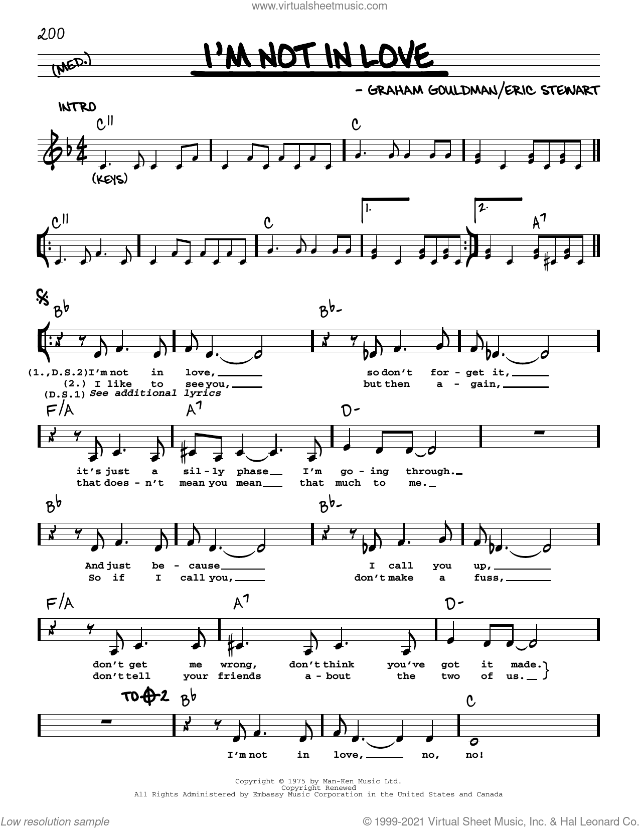 Im Not In Love Sheet Music Real Book With Lyrics Pdf