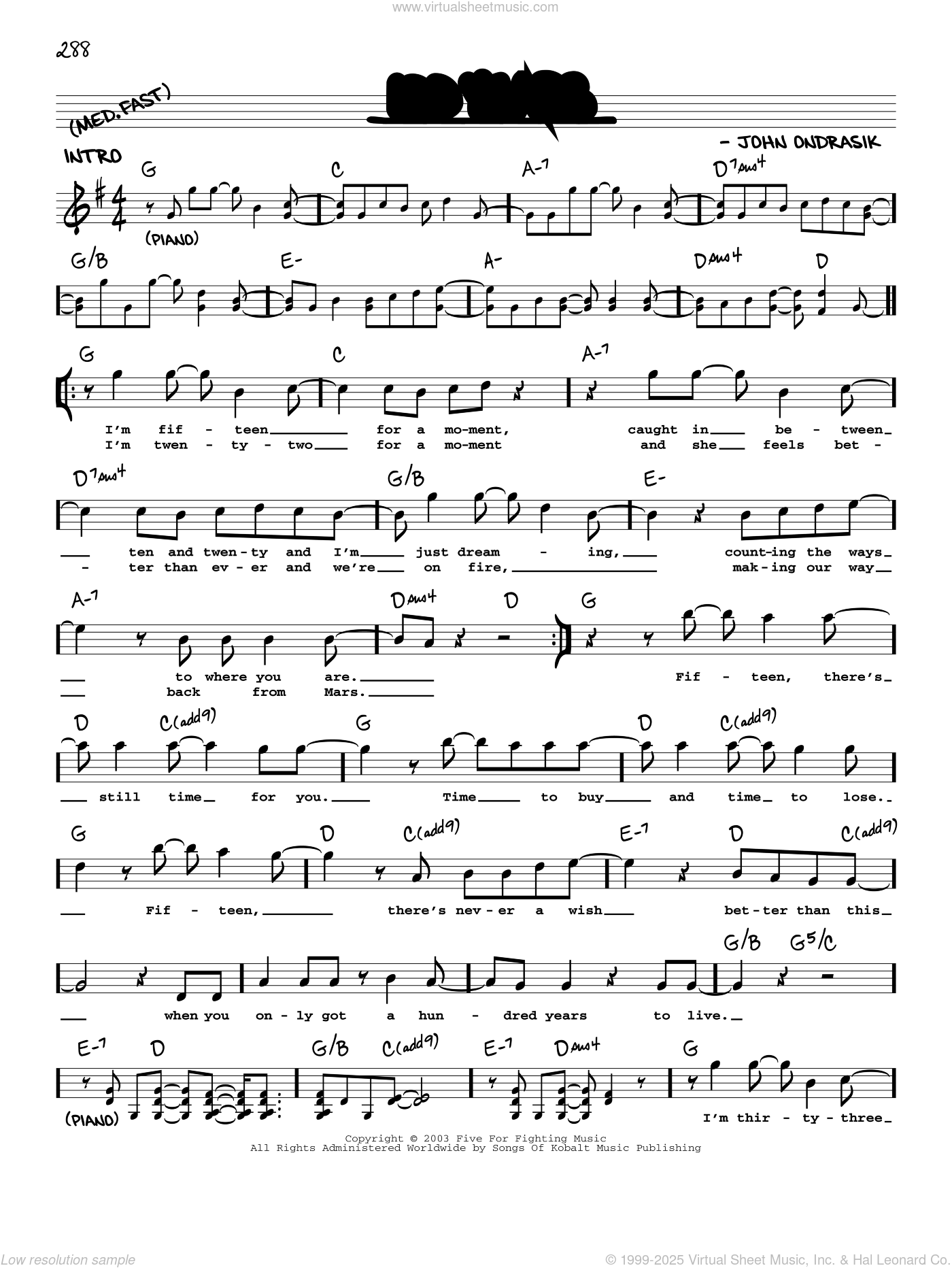 100 Years sheet music (real book with lyrics) (PDF)