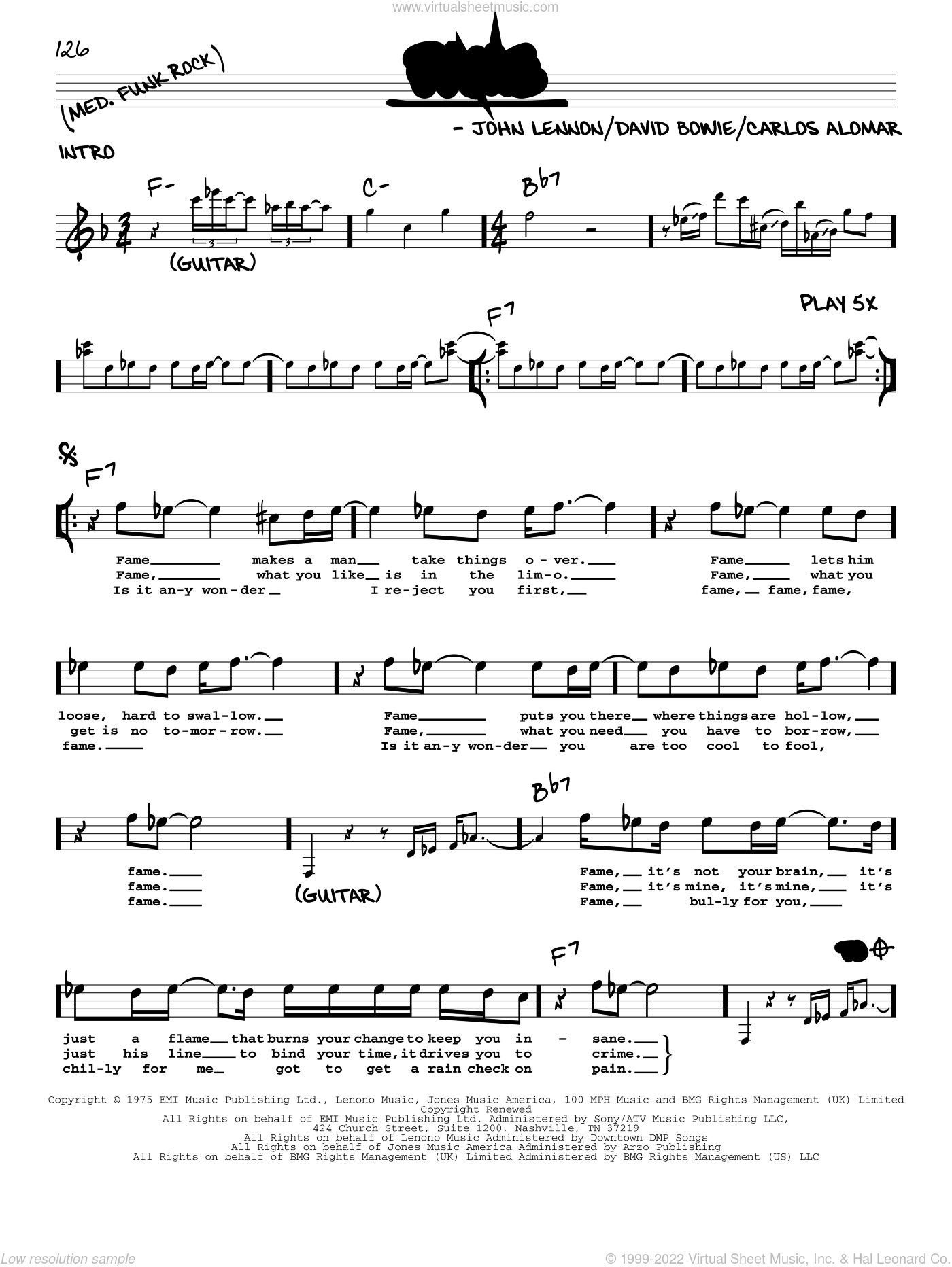 Fame sheet music (real book with lyrics) (PDF)