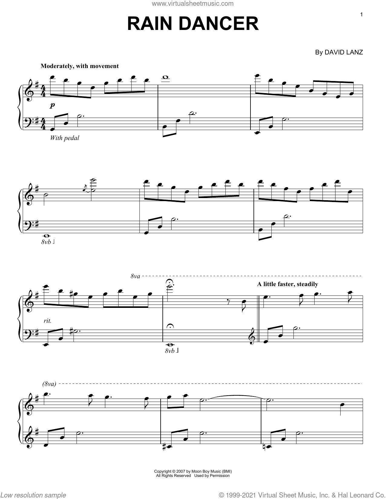 Rain Dancer sheet music for piano solo (PDF)