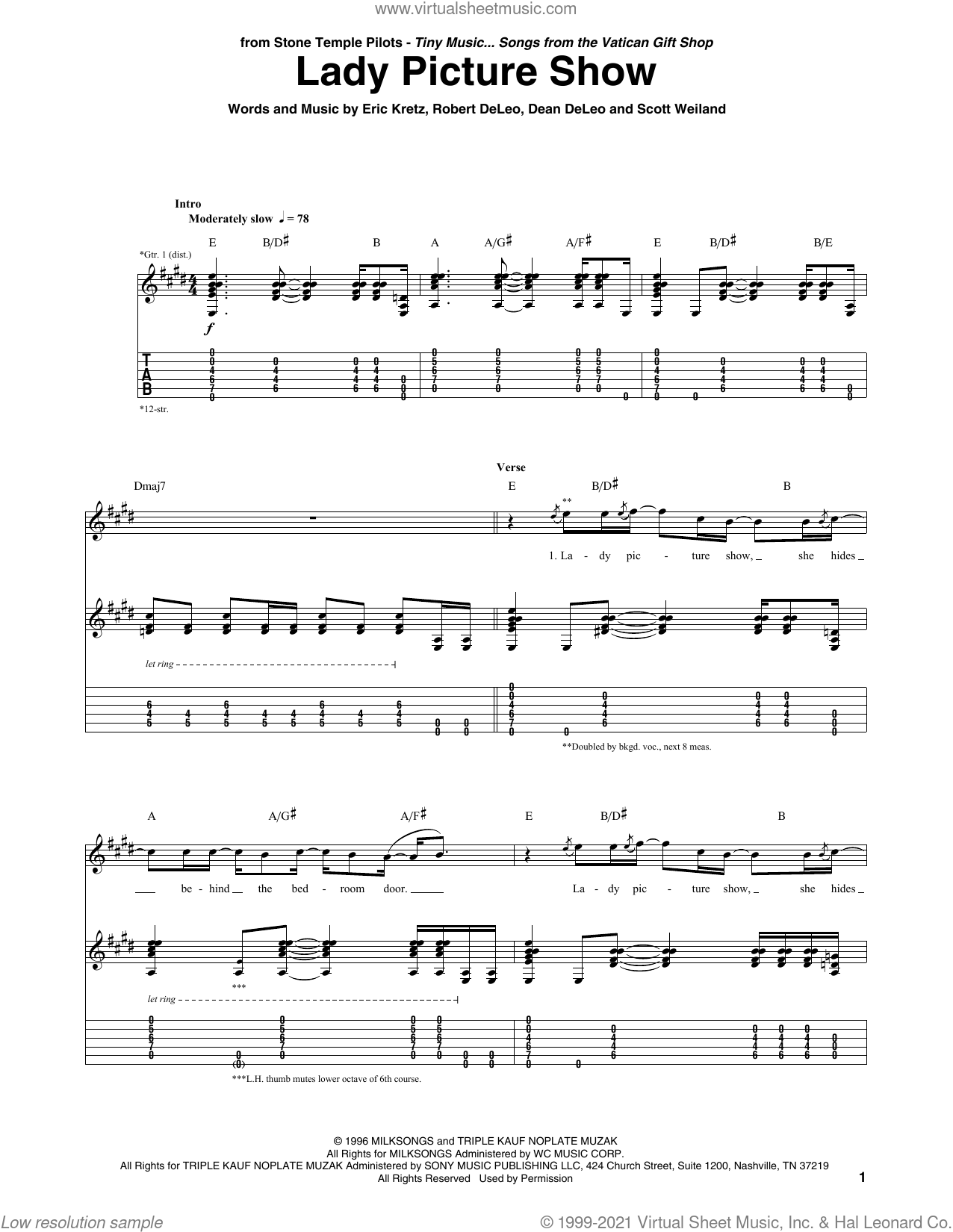 Vasoline by Stone Temple Pilots - Guitar Tablature - Digital Sheet Music