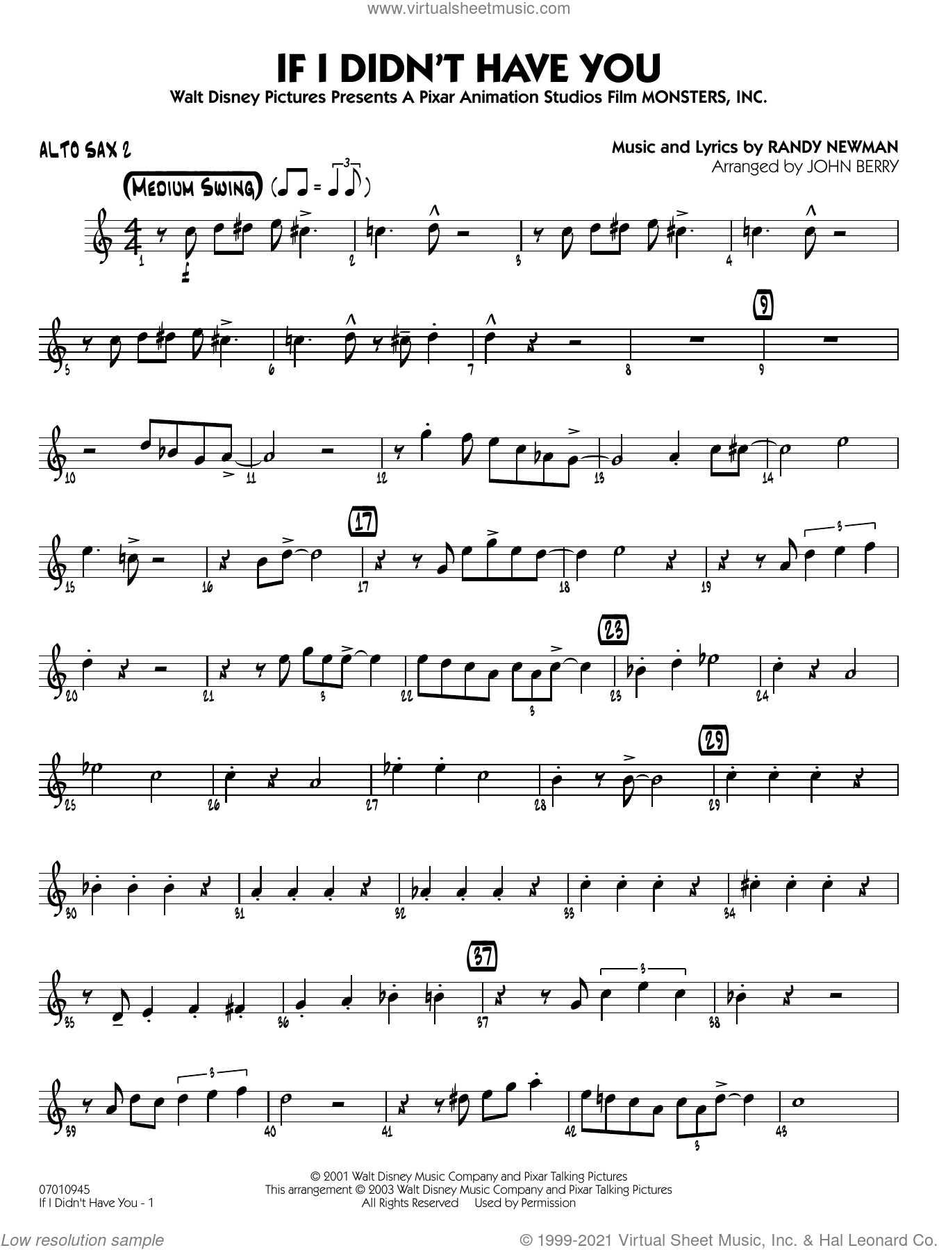 If I Didn't Have You (arr. John Berry) sheet music for jazz band (alto ...