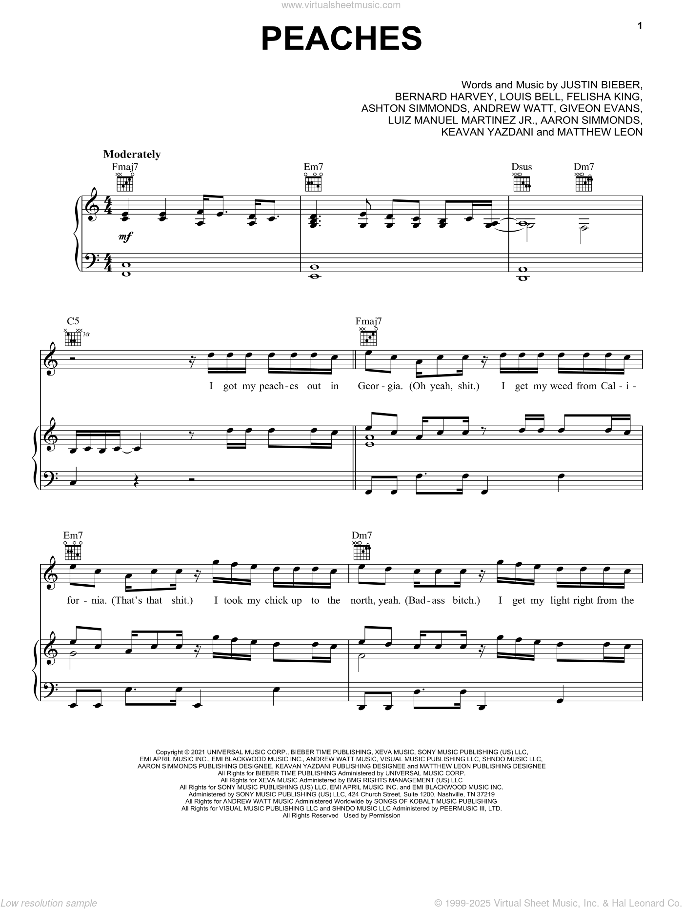 Peaches - Piano - Digital Sheet Music