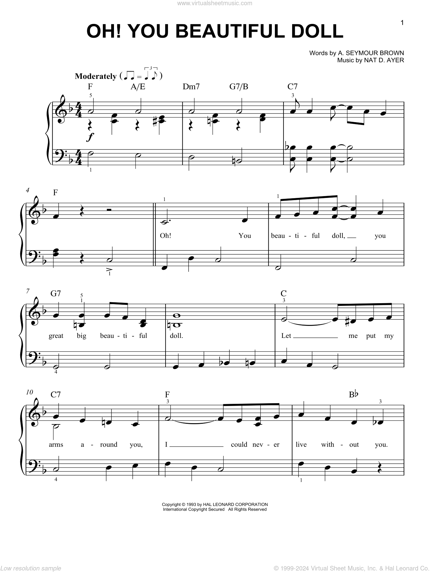 Oh! You Beautiful Doll sheet music for piano solo (PDF)