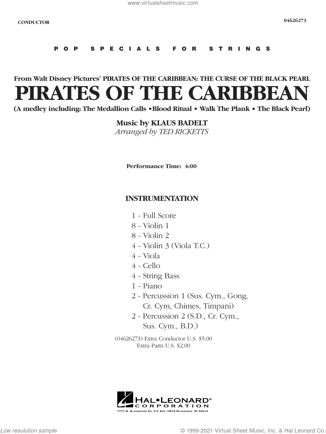 Pirates Of The Caribbean Medley Arr Ted Ricketts Sheet Music Complete Collection For 2174