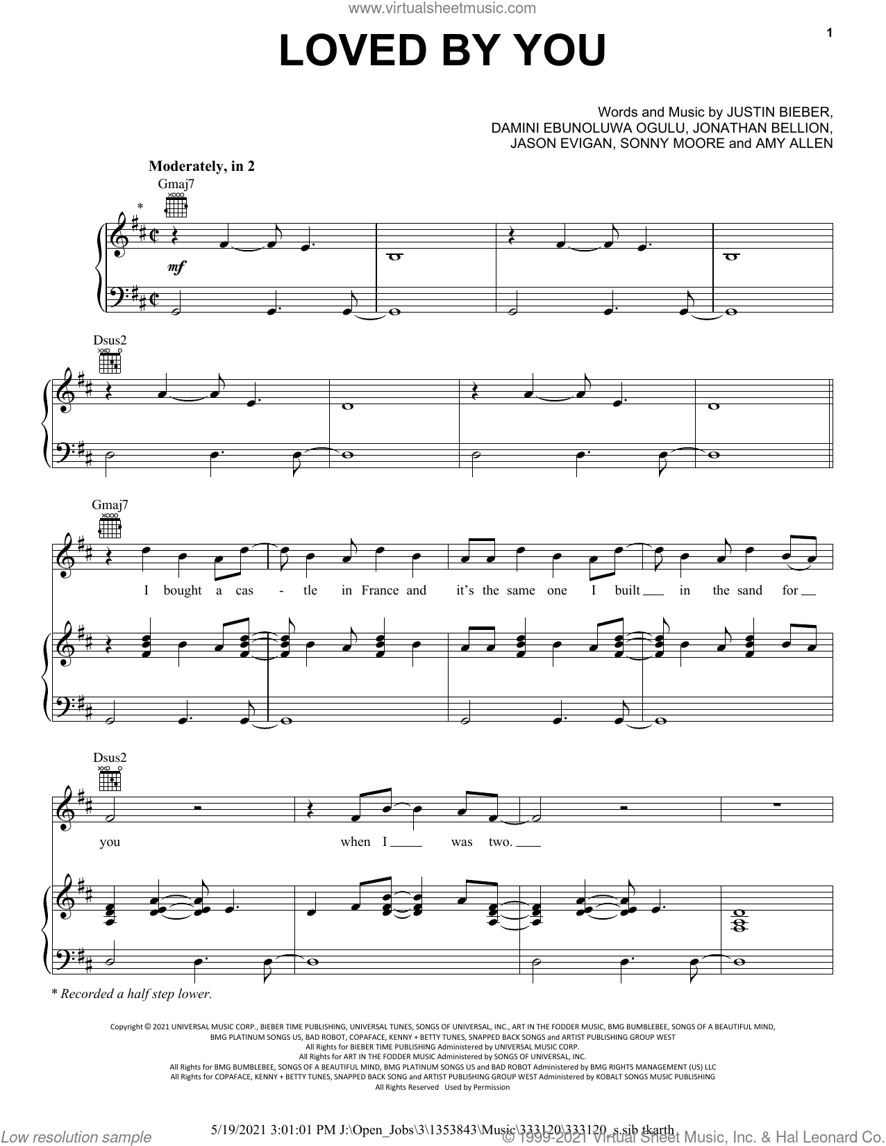 Loved By You (feat. Burna Boy) sheet music for voice, piano or guitar