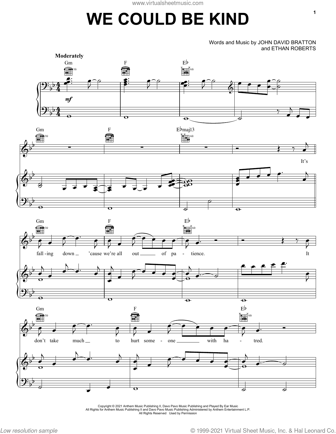 We Could Be Kind sheet music for voice, piano or guitar (PDF)