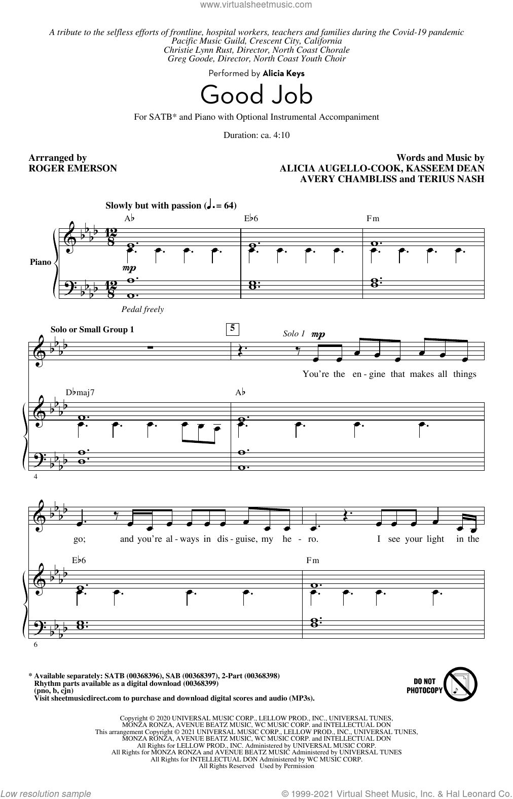 Good Job (arr. Roger Emerson) sheet music for choir (SATB: soprano ...