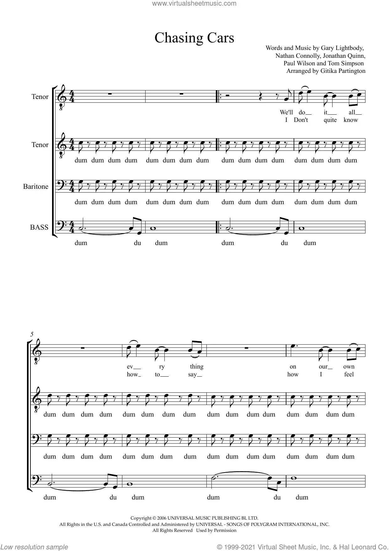 Snow Patrol Sheet Music to download and print