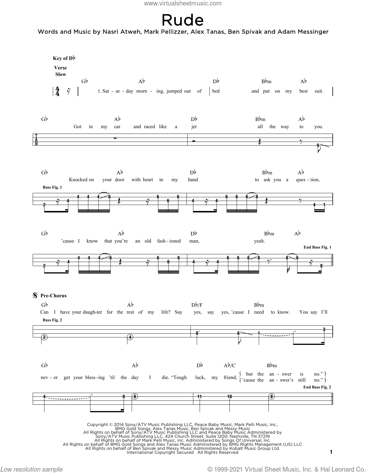 Rude sheet music for bass solo (PDF)