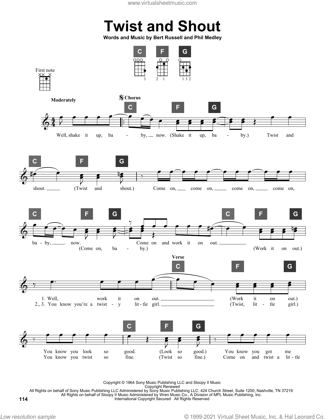 Twist And Shout sheet for ukulele solo (ChordBuddy