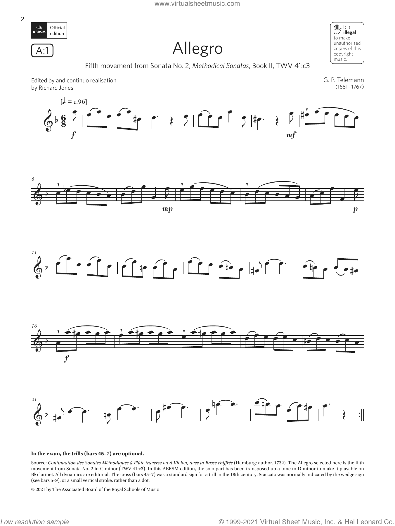 Telemann Allegro (from Sonata No. 2) (Grade 4 List A1 from the ABRSM