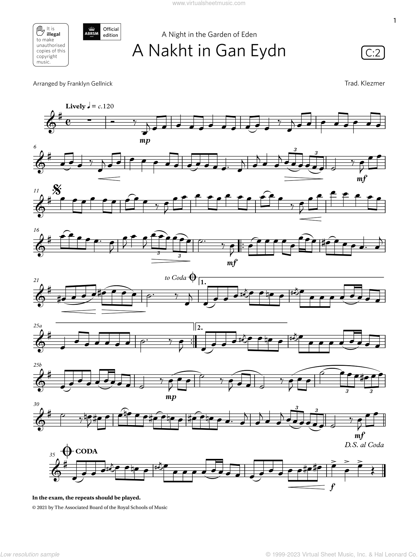 A Nakht in Gan Eydn (Grade 4 List C2 from the ABRSM syllabus