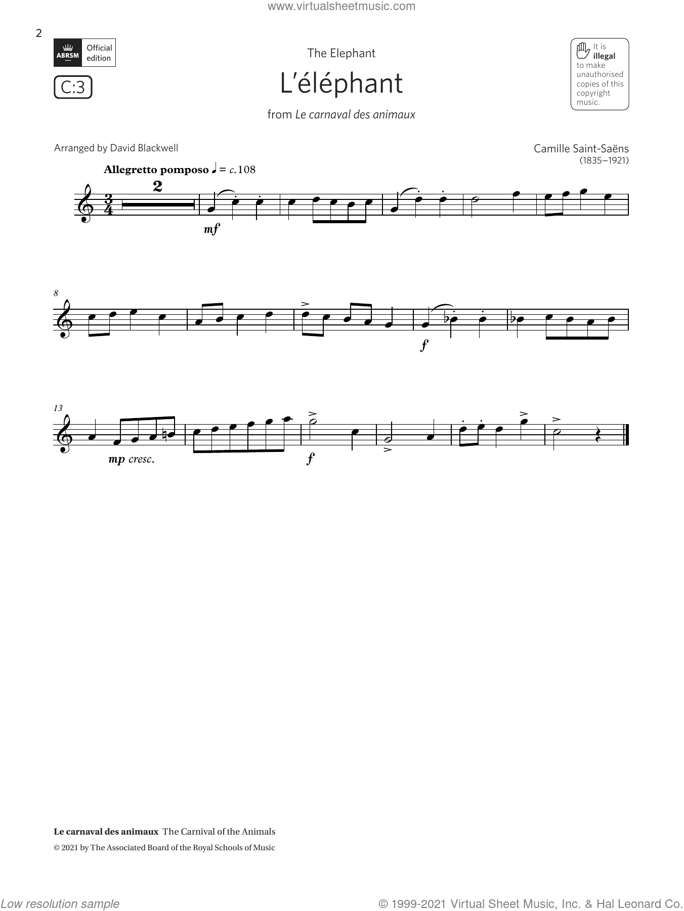 L'elephant (from Le carnaval des animaux) (Grade 1 C3 from the