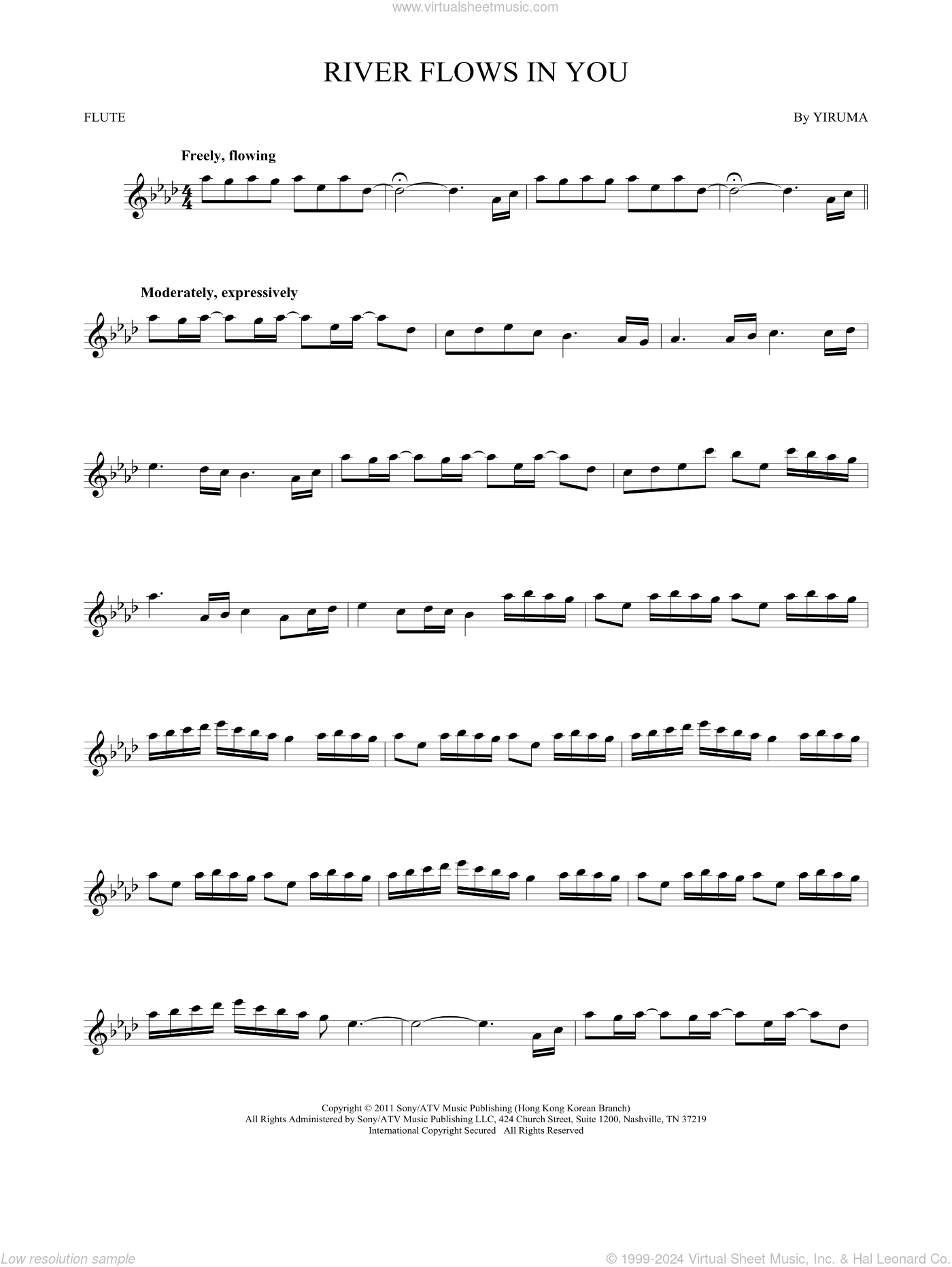 River Flows In You sheet music for flute solo (PDF-interactive) for River Flows In You Free Sheet Music Piano Printable