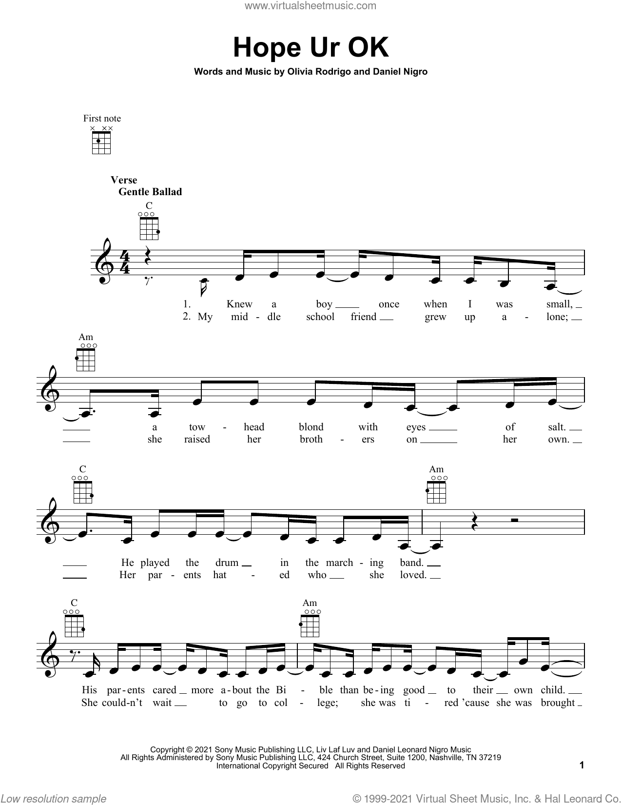 traitor sheet music for ukulele (PDF-interactive)