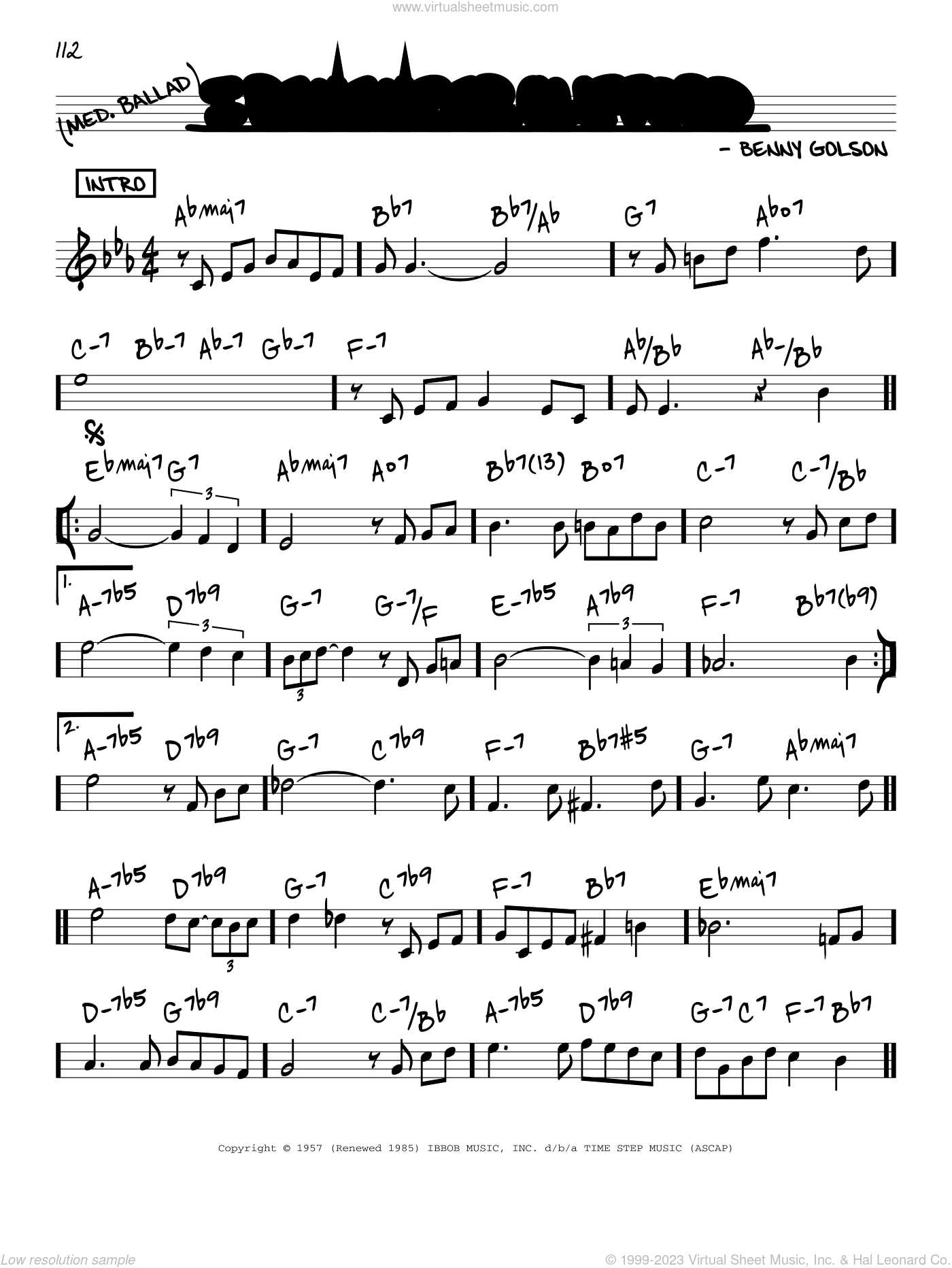 Golson - I Remember Clifford sheet music (in C) (PDF)