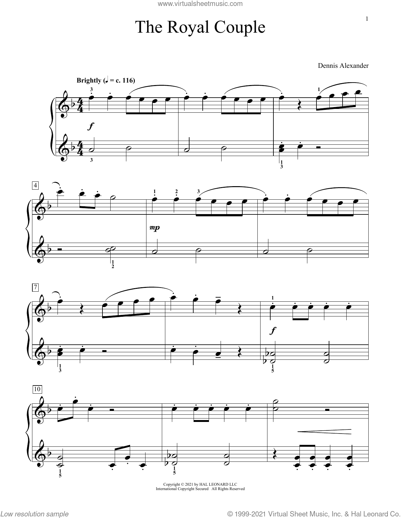 The Royal Couple sheet music for piano solo (elementary) (PDF)