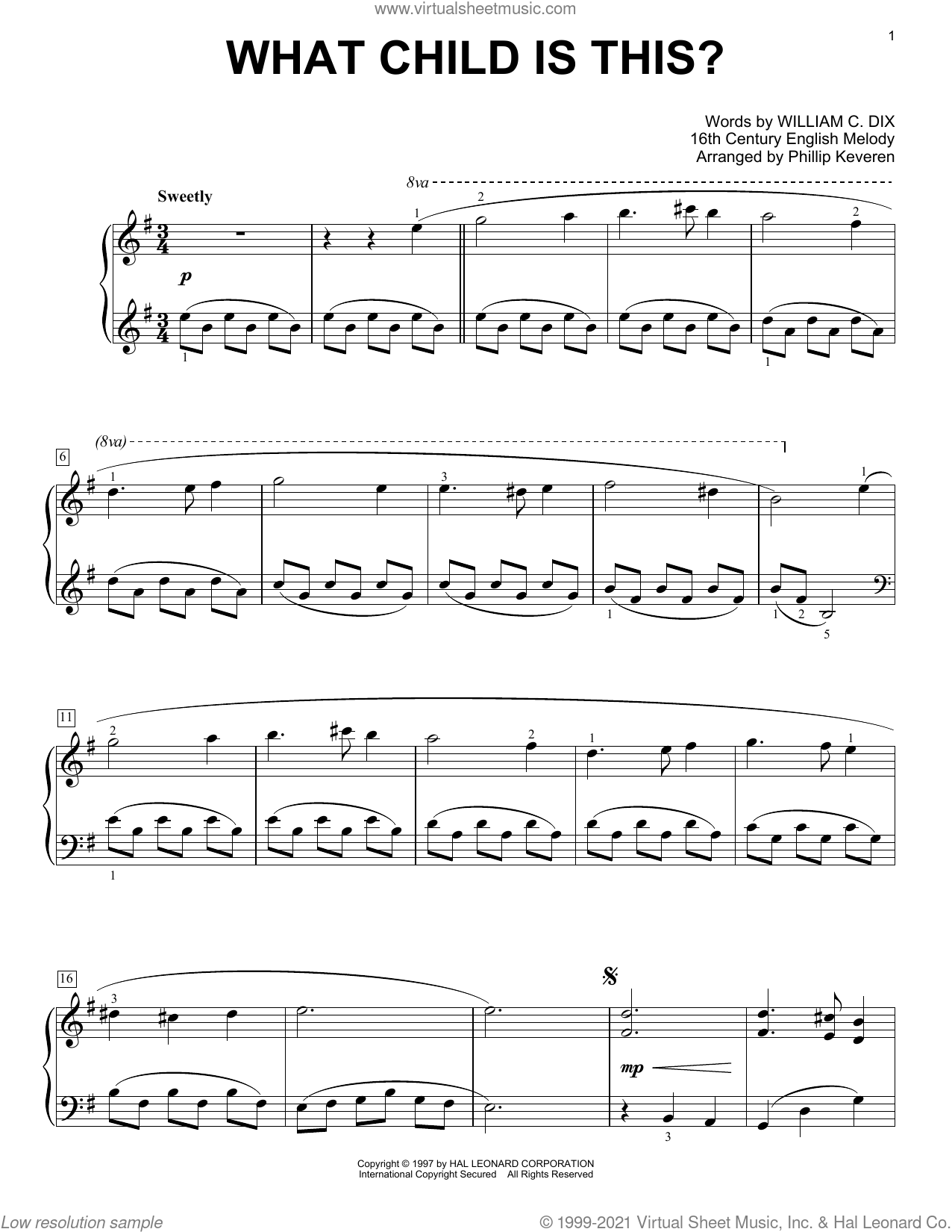 What Child Is This? (arr. Phillip Keveren) sheet music (E-Z Play)