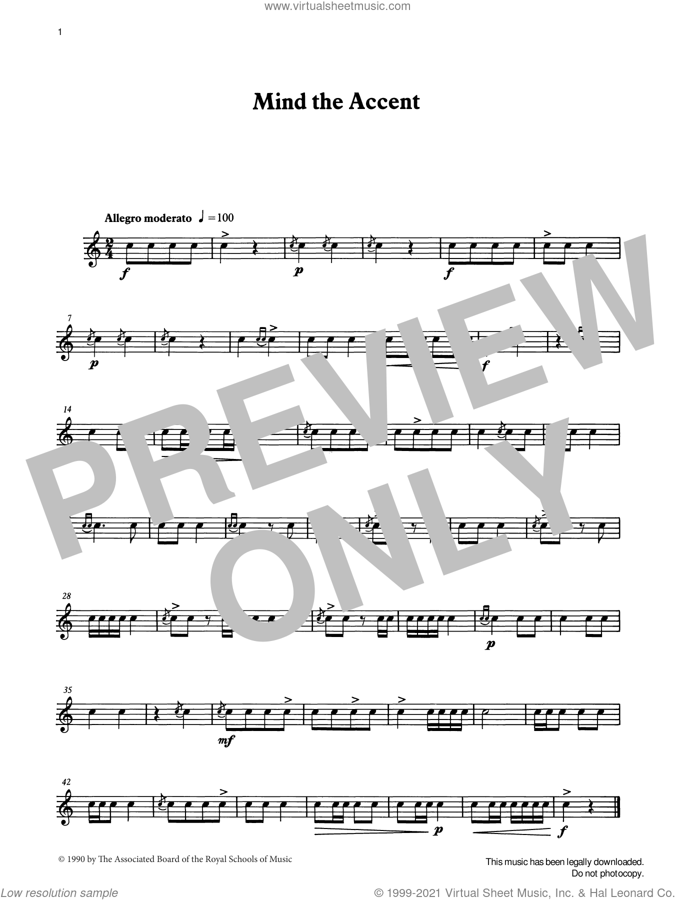 Mind the Accent from Graded Music for Snare Drum, Book I sheet music for percussions