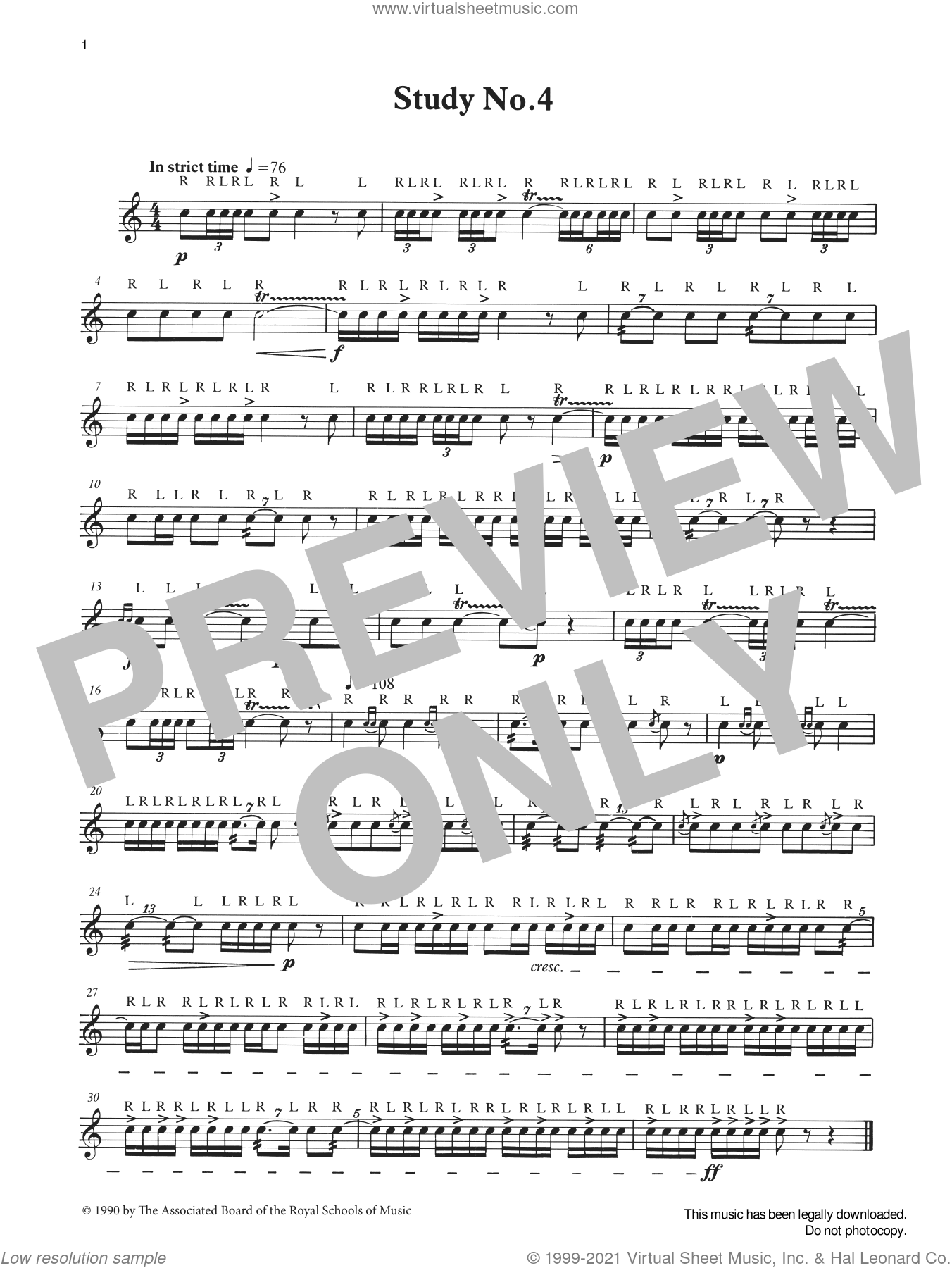 Study No.4 from Graded Music for Snare Drum, Book II sheet music for