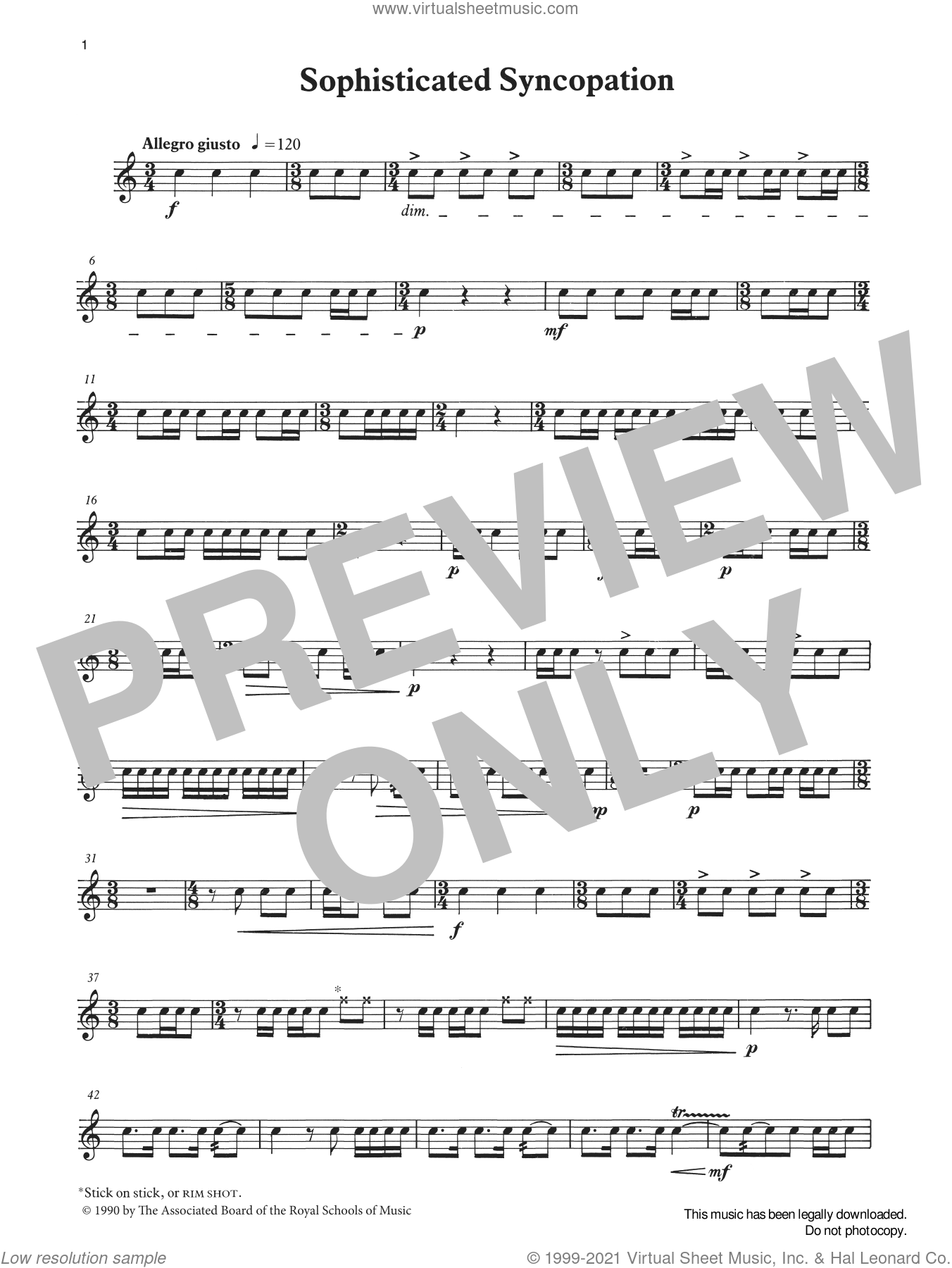 Sophisticated Syncopation from Graded Music for Snare Drum, Book III